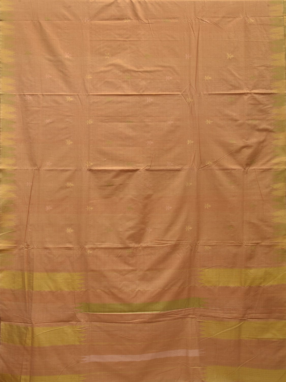 Cream Khadi Cotton Handloom Grab2Buy with Temple Border Design - Global Threads 