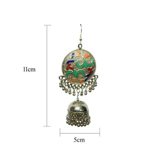 Tiaraa Multicolor Silver Oxidised Jhumki Fashion Earrings - Grab2buy