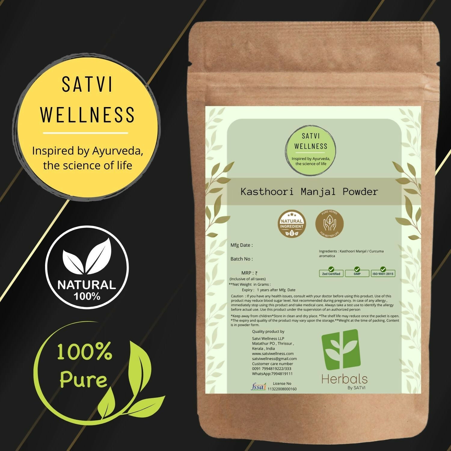 Satvi Wellness Kasthuri Manjal Powder 