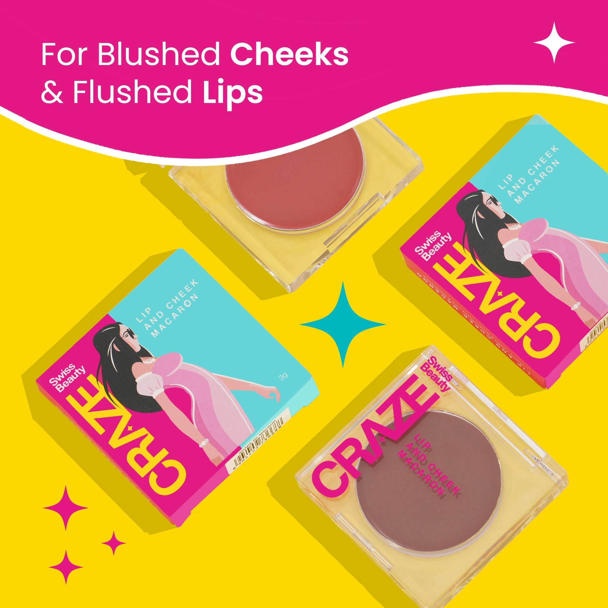 Swiss Beauty CRAZE Lip & Cheek Macaron With Vitamin E And Olive Oil - 02 Macron
