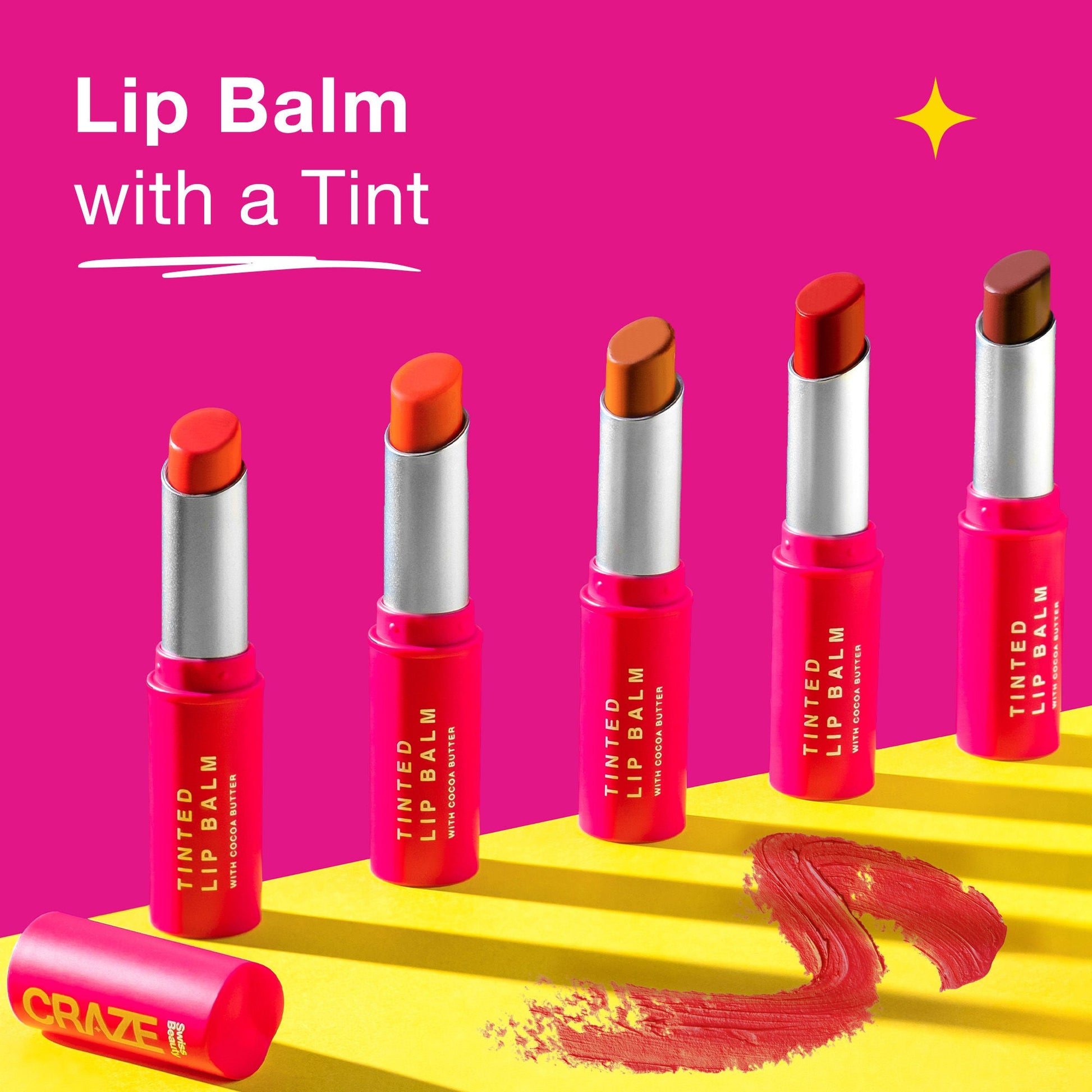 Swiss Beauty CRAZE Tinted Weightless Sheer Coverage Lip Balm With Cocoa Butter - 04 Coral Pink