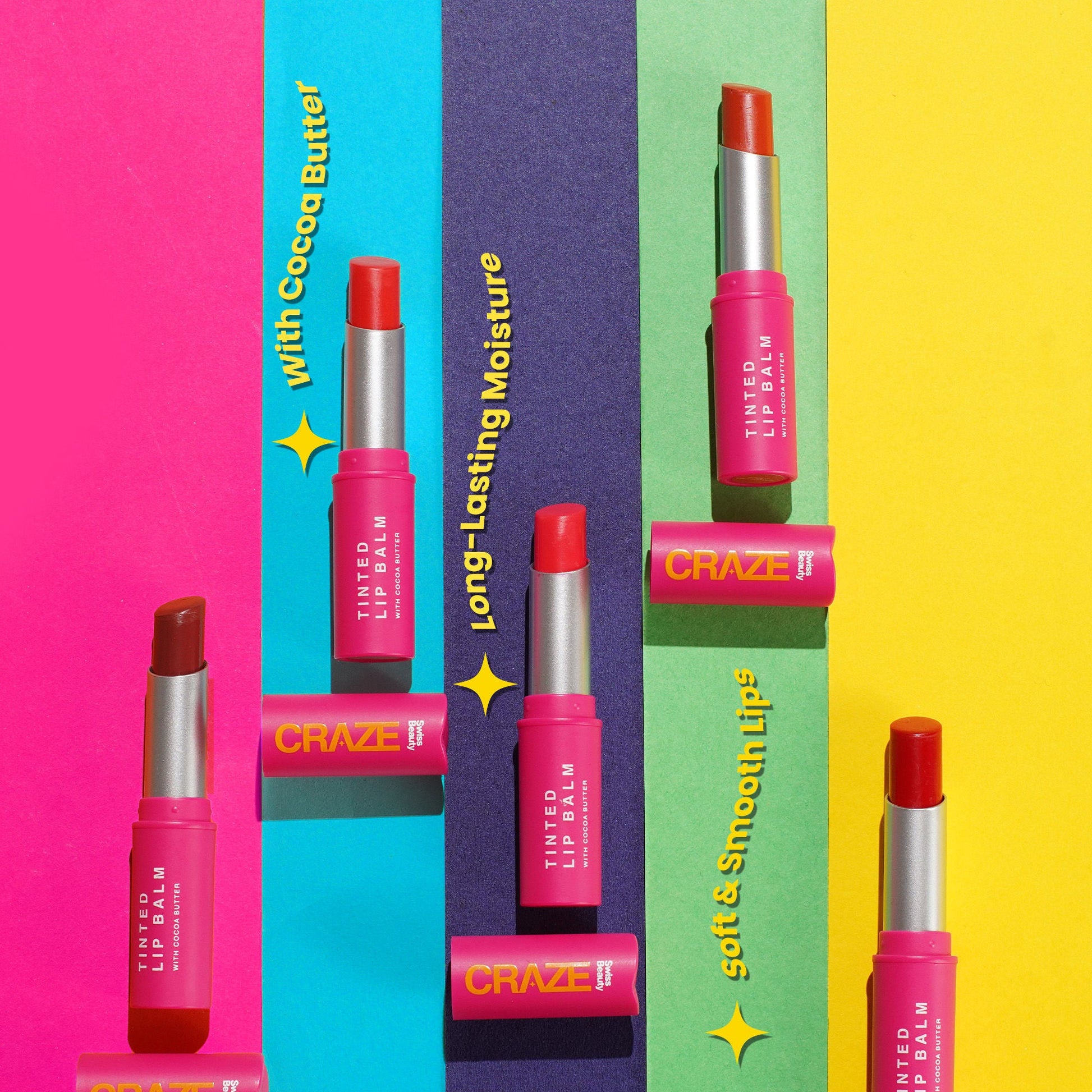 Swiss Beauty CRAZE Tinted Weightless Sheer Coverage Lip Balm With Cocoa Butter - 04 Coral Pink