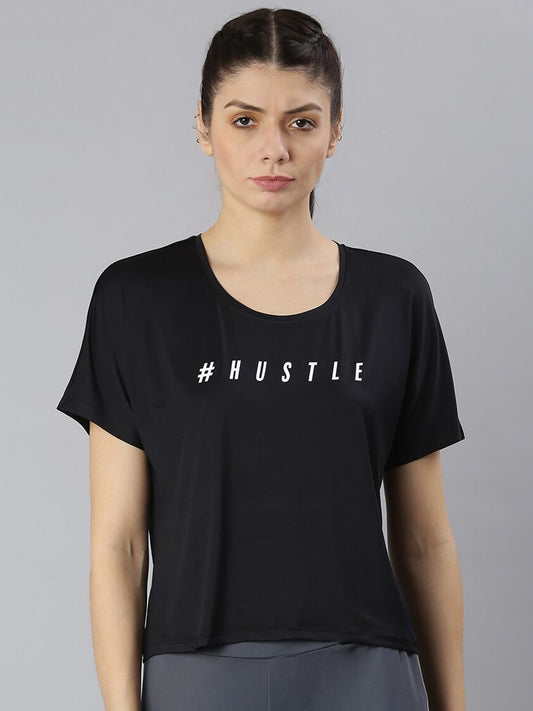 MKH Typography Printed Round Neck Crop Sports T-shirt 