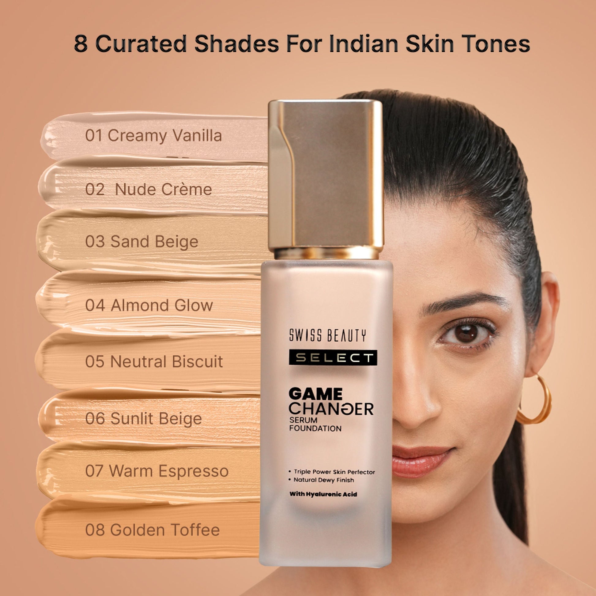 Swiss Beauty Select Game Changer Serum Foundation With Natural and Dewy Finish - 5. Neutral Biscuit