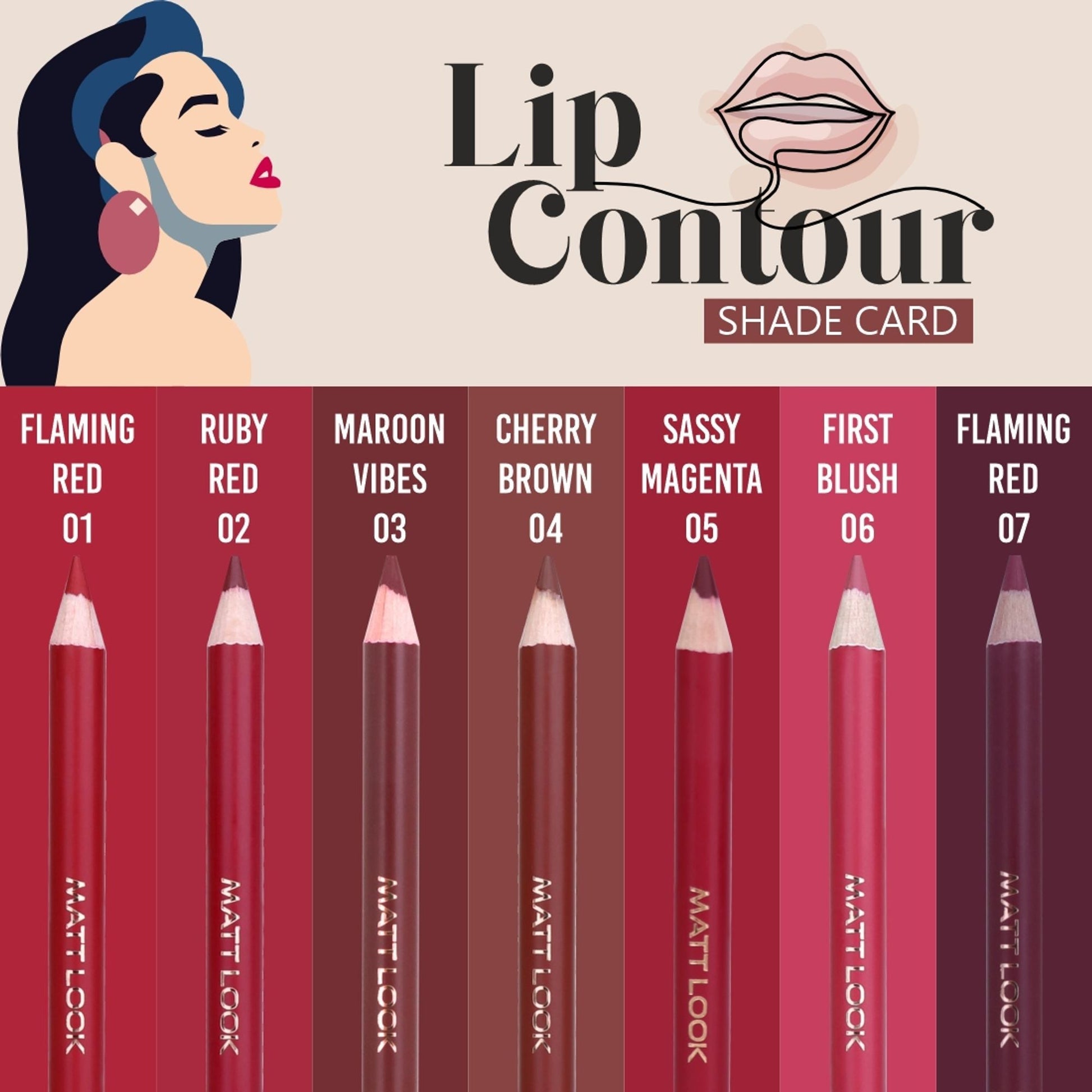 Matt Look Colorite Lip Contour Professional Matte Lip Color Pencil - Flaming Red 01 