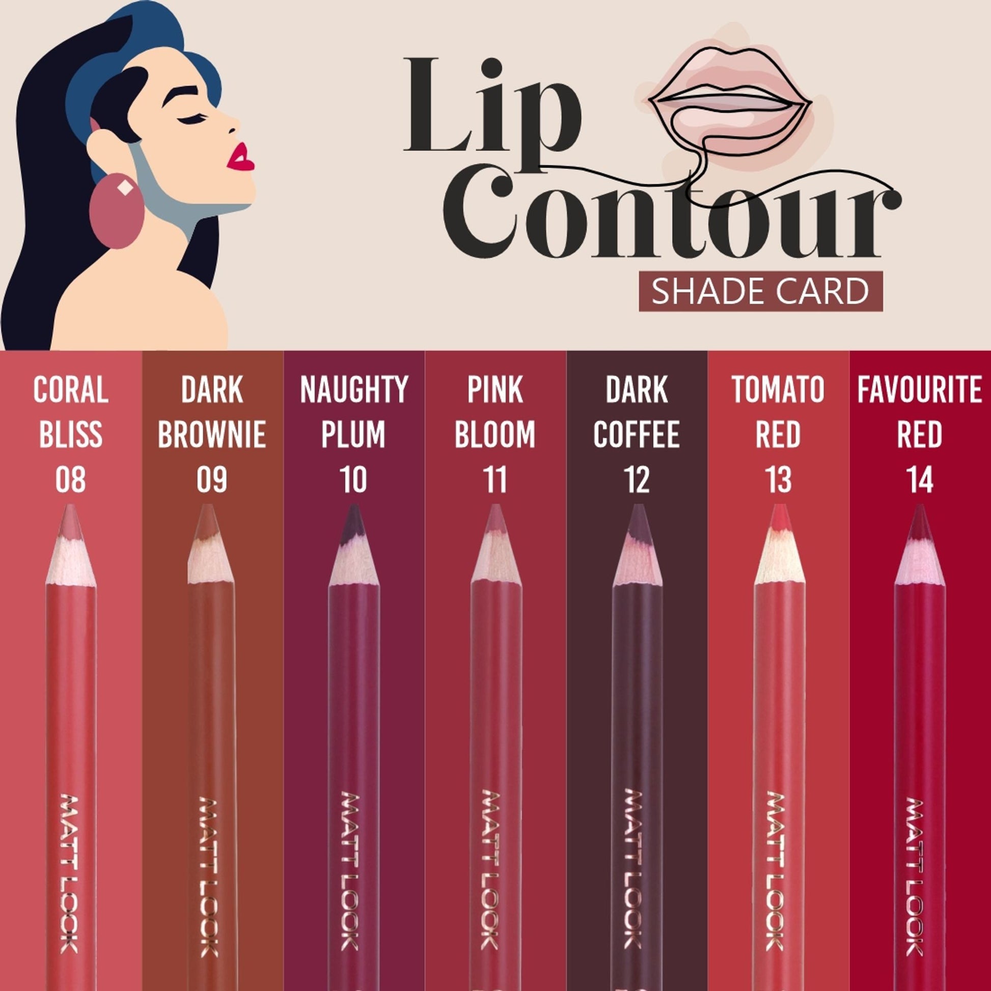 Matt Look Colorite Lip Contour Professional Matte Lip Color Pencil - Ruby Red 02 