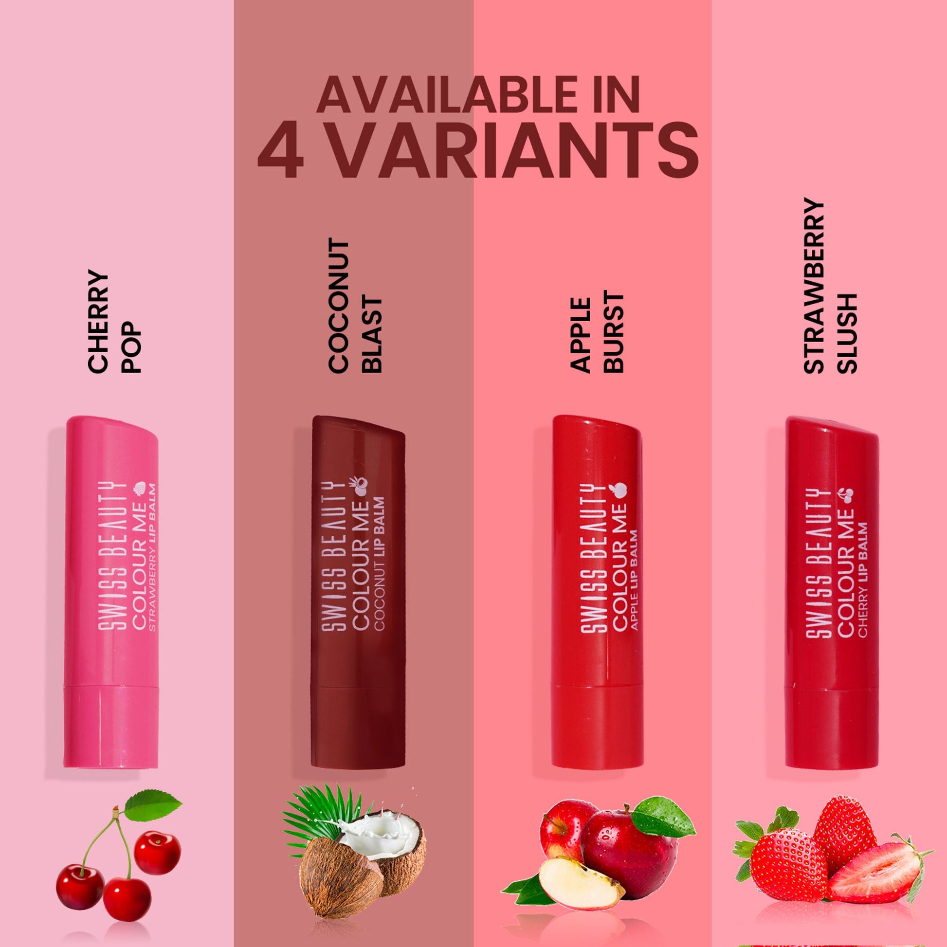 Swiss Beauty Colour Me Tinted Lip Balm For Dry With SPF 15 , Shea Butter and Vitamin E - Coconut Blast