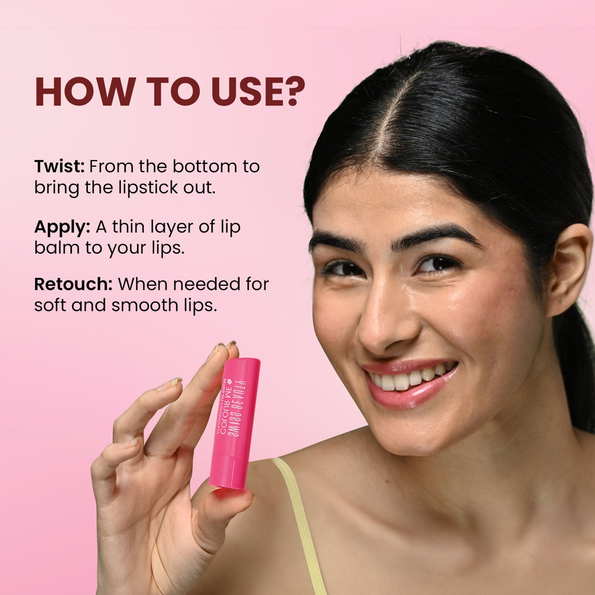 Swiss Beauty Colour Me Tinted Lip Balm For Dry With SPF 15 , Shea Butter and Vitamin E - Coconut Blast