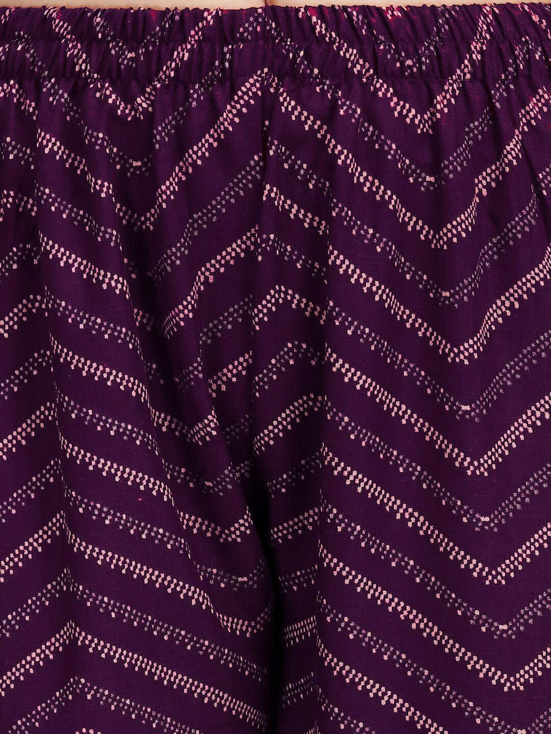 HERE&NOW Purple Ethnic Motifs Printed Pure Cotton Kurta with Trousers & With Dupatta