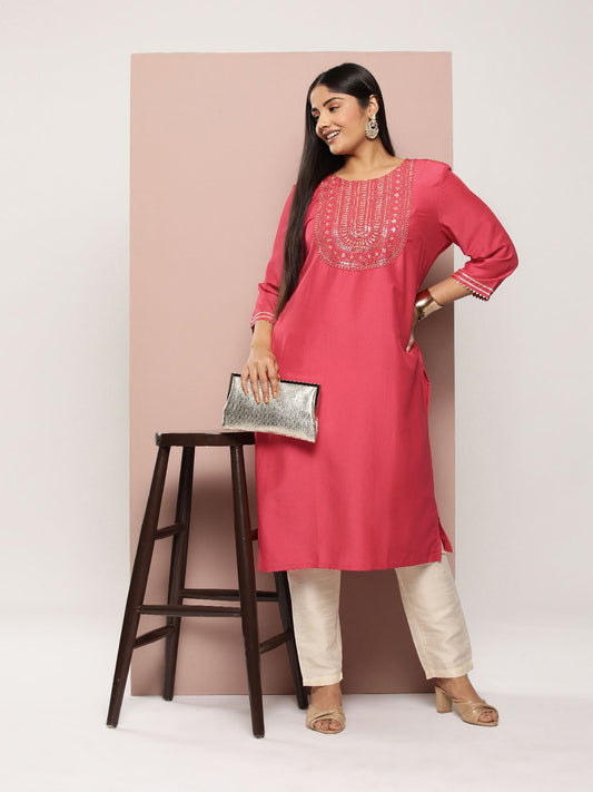 Sztori Plus Size Yoke Design Sequinned Kurta | Grab2Buy