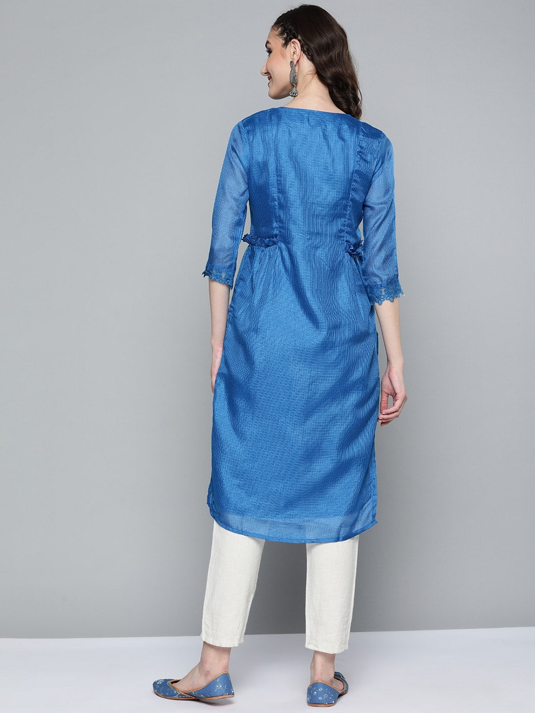 HERE&NOW Women Blue Self-Design Kurta