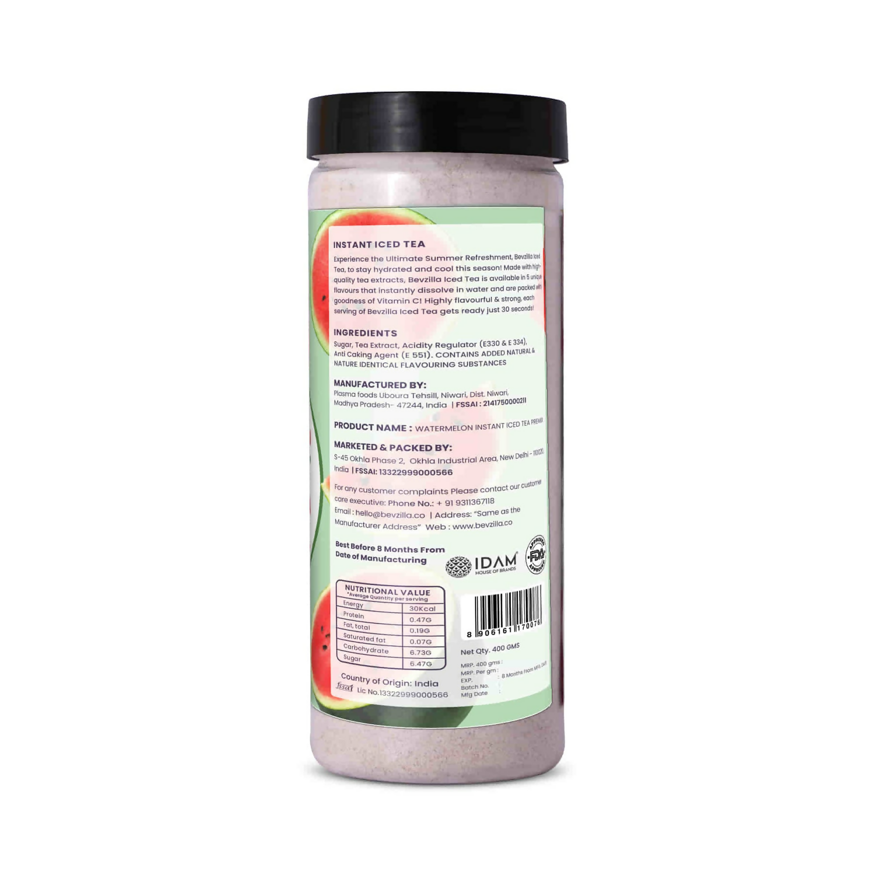 Bevzilla Watermelon Instant Iced Tea Mix 