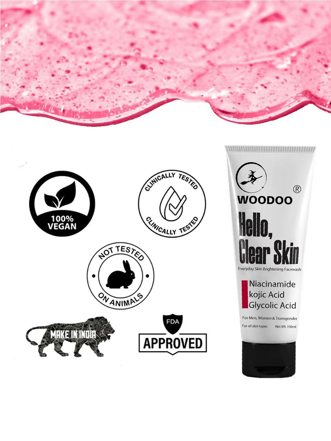 Woodoo Hello Clear Skin Everyday Skin Brightening Face Wash With Niacinamide  Grab2Buy Woodoo Grab2Buy