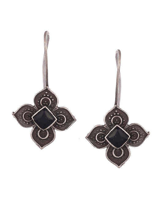 Shoshaa Silver Plated Floral Drop Earrings - Grab2buy