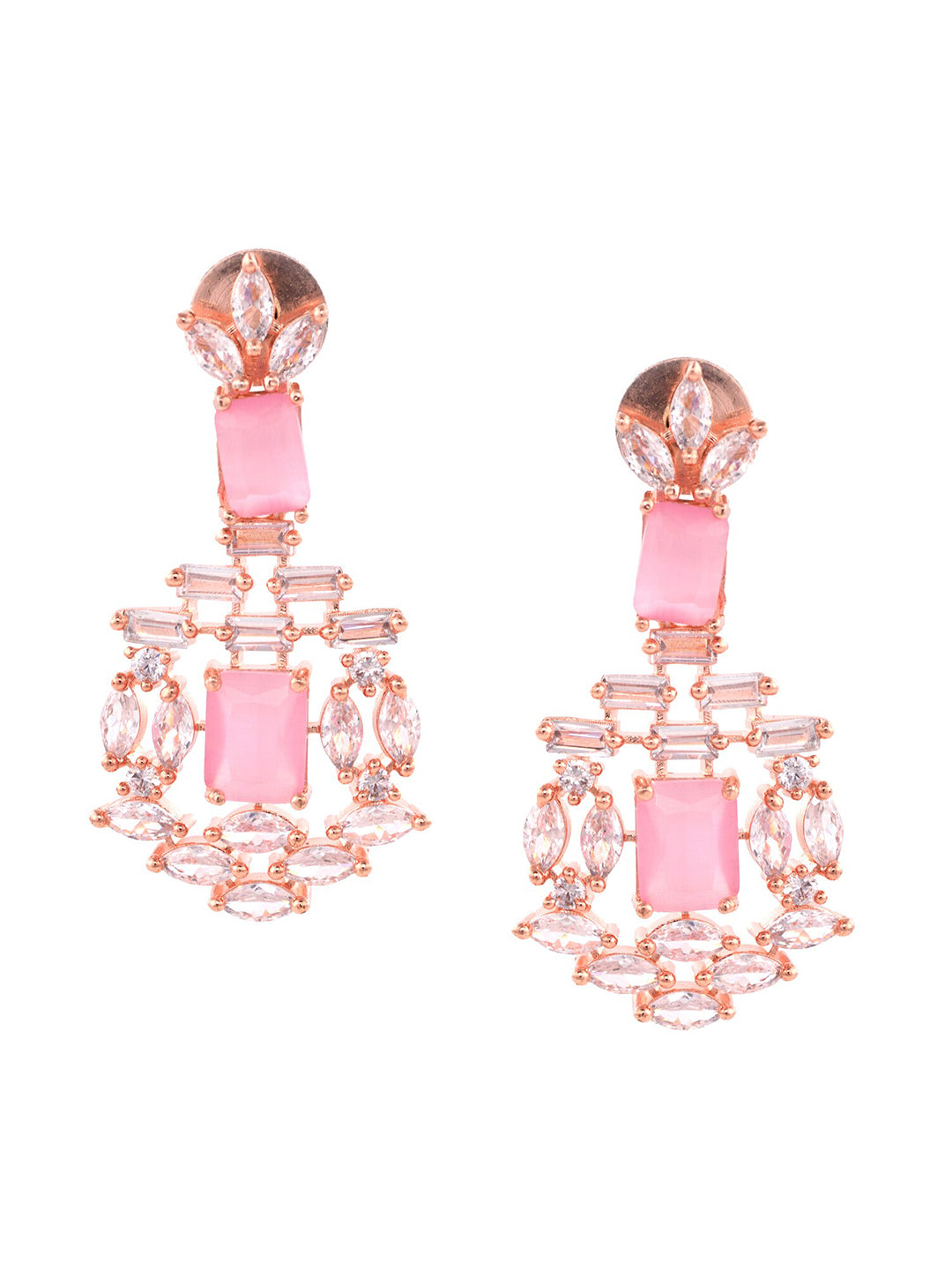 Saraf RS Jewellery Rose Gold-Plated & Pink AD Studded Handcrafted Jewellery Set - Grab2buy
