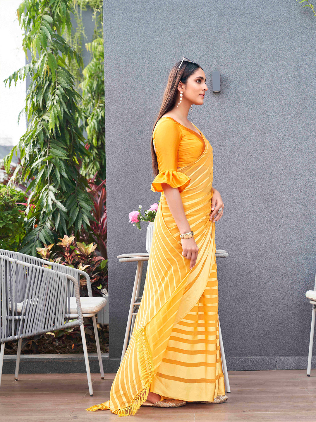 Tikhi Imli Striped Georgette Ready to Wear Grab2Buy 