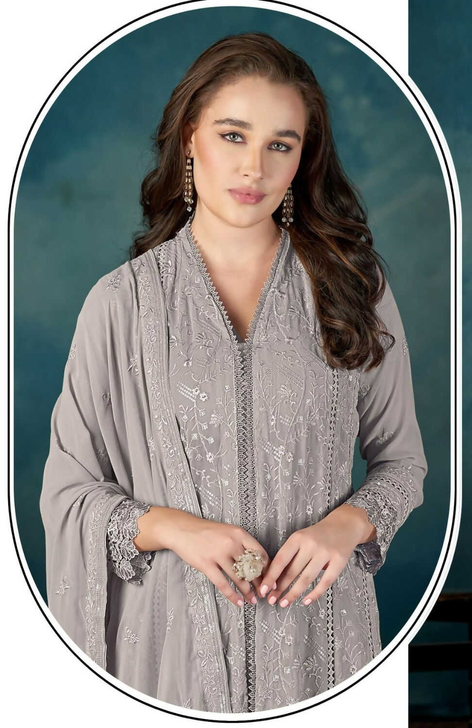 Anaita Grey Heavy Faux Georgette Stitched Suit with Embroidered Sequence Work