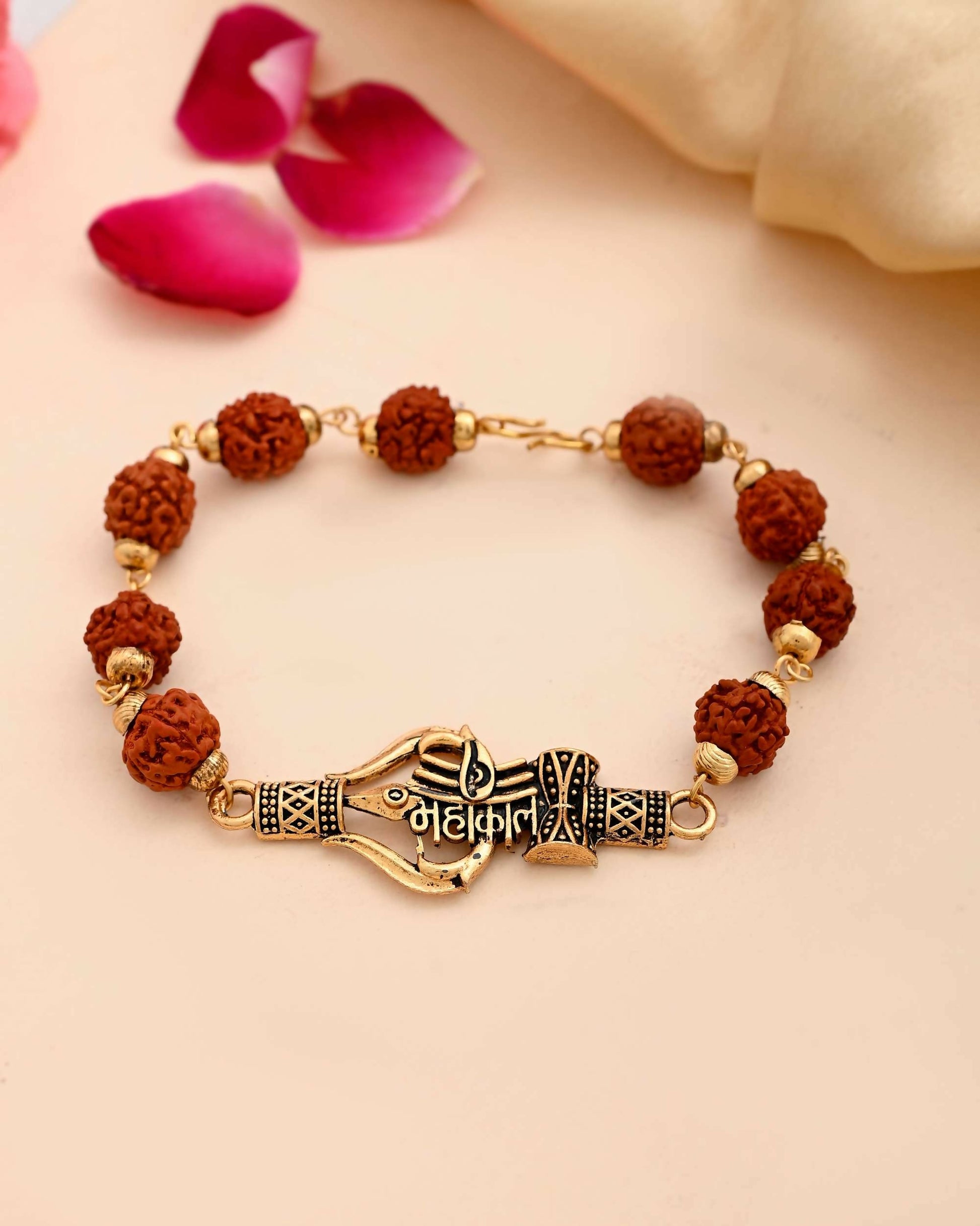 VOJ Gold-Polished Rudraksh Mahakal Bracelet | Grab2Buy