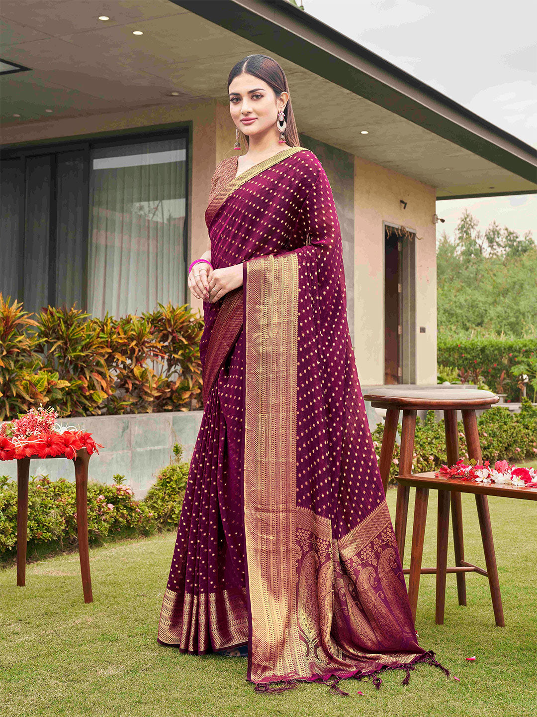 Tikhi Imli Embellished Zari Art Silk Grab2Buy 