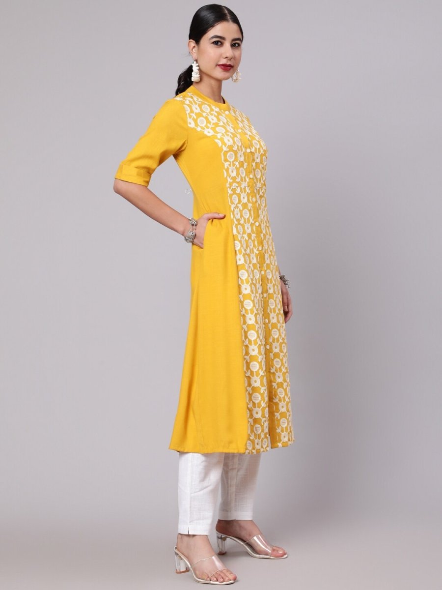Aks Ethnic Motifs Embroidered Thread Work A-Line Kurta