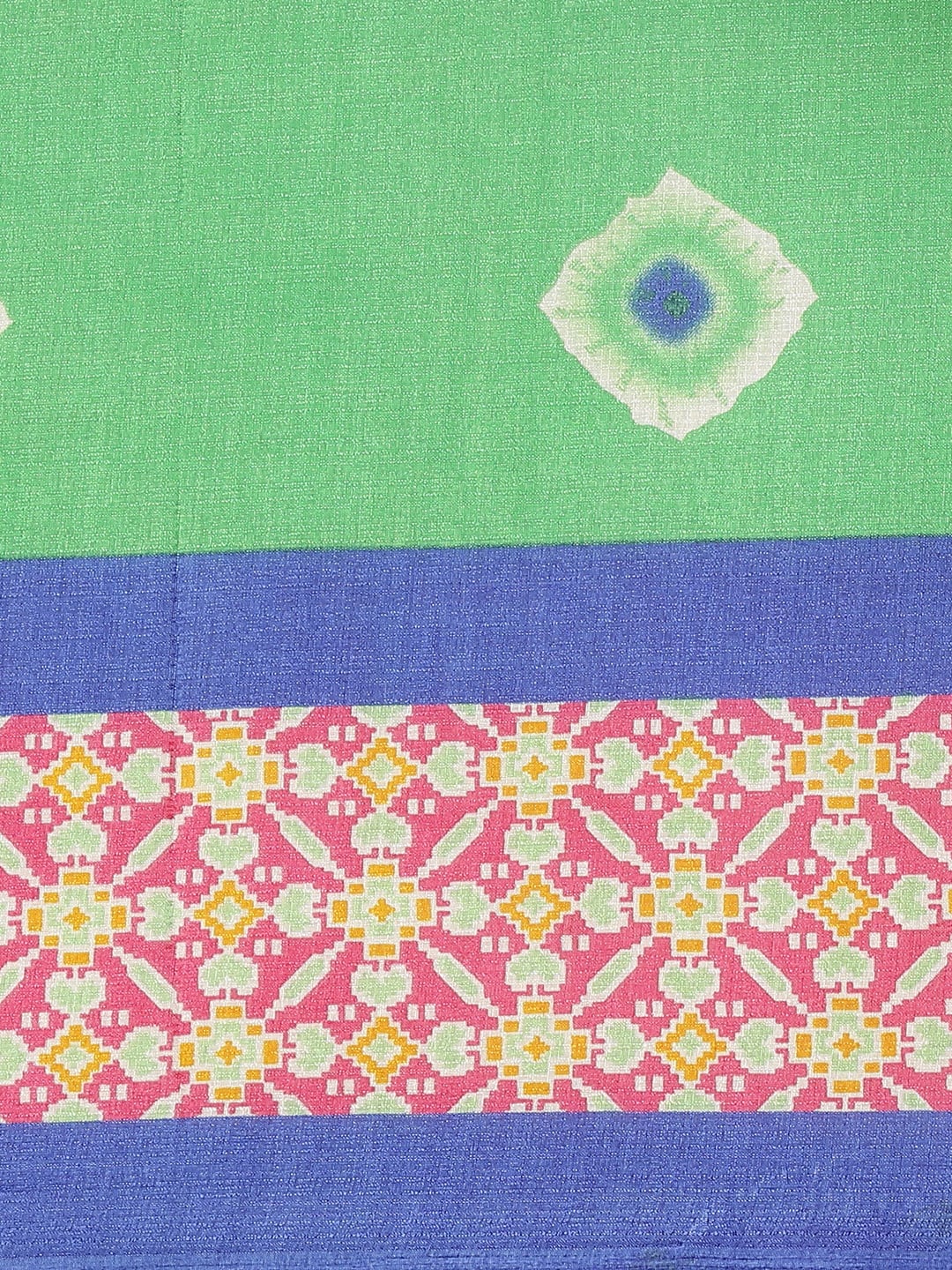 Saree Mall Green & White Printed Saree