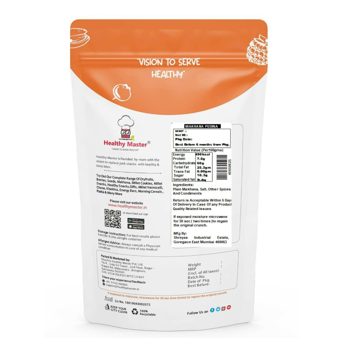 Healthy Master Crispy Makhana – Mint (Pudina) Flavour Roasted Fox Nuts Snack 
