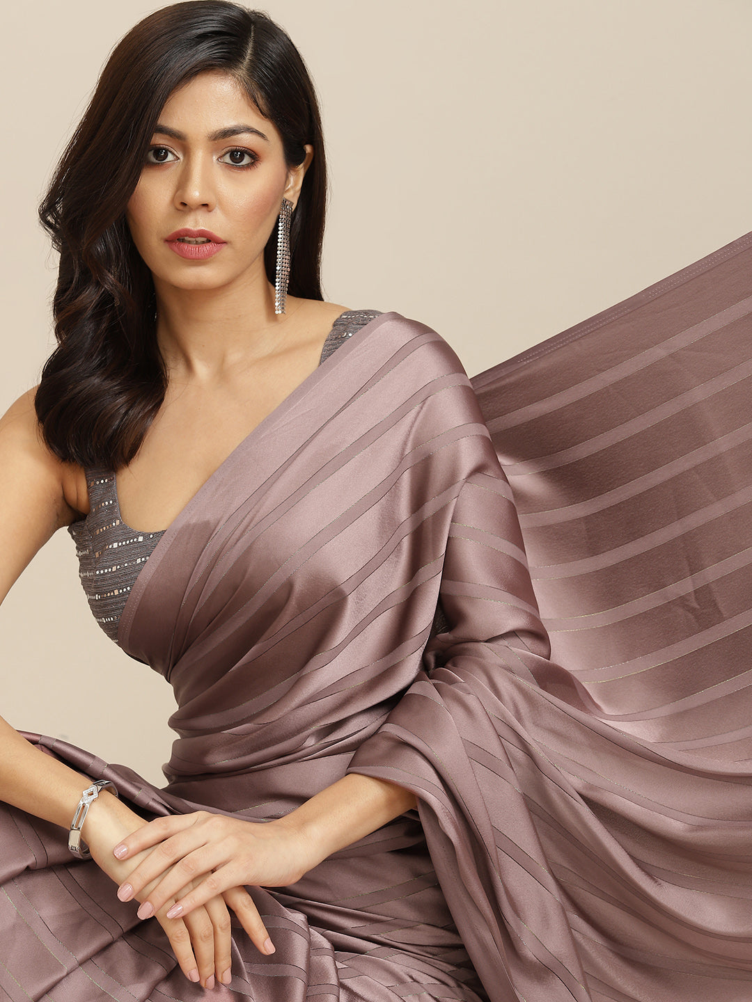 Tikhi Imli Gunmetal-Toned Striped Grab2Buy 