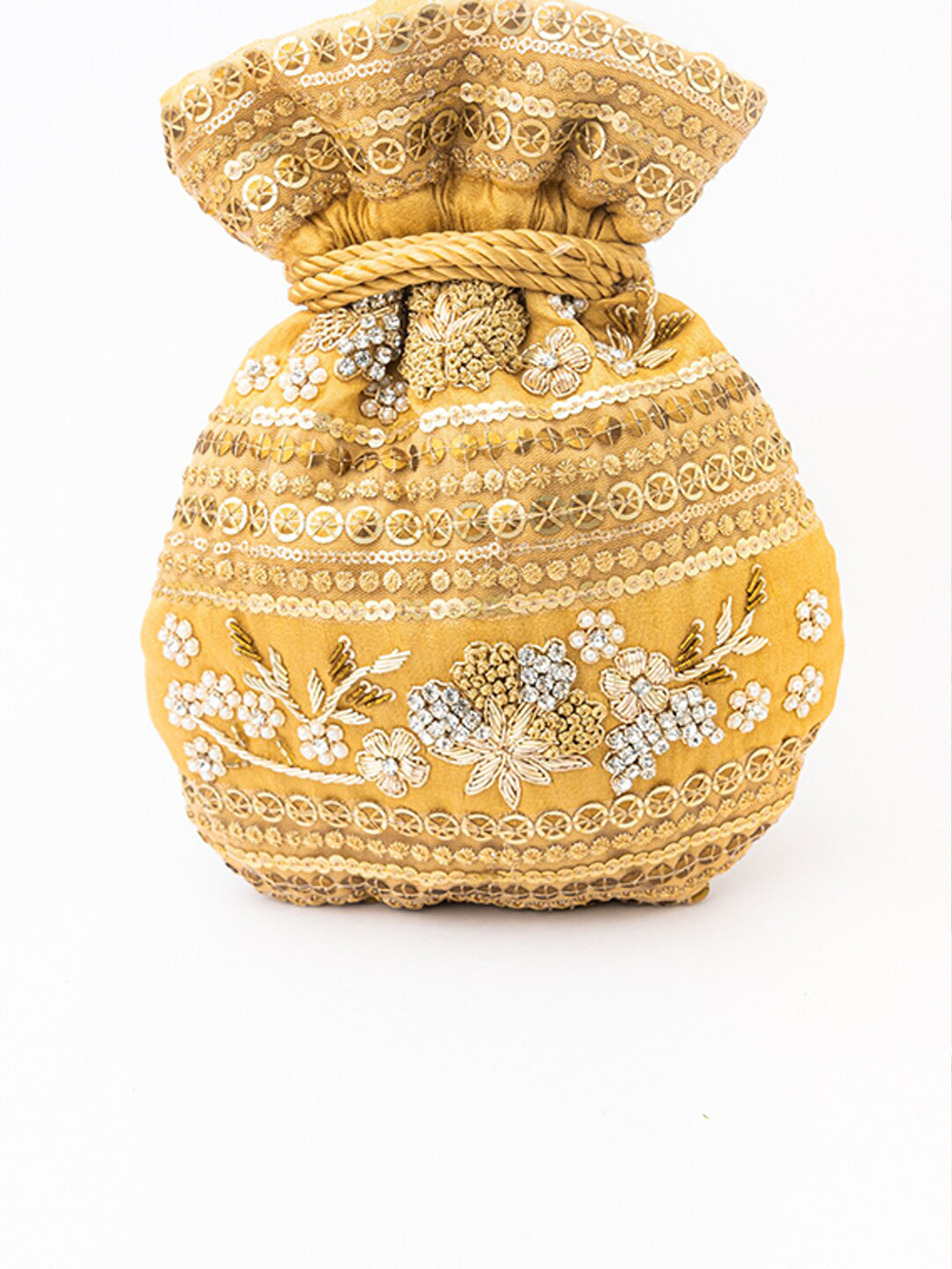NR By Nidhi Rathi Women Gold Embroidered Potli Bag - Grab2buy