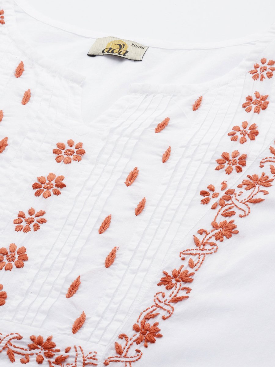 ADA Embroidered Chikankari Cotton Kurta 