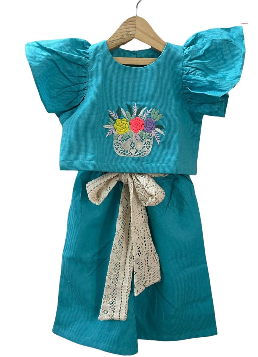 ArthLife Blue Flower Embroidered Co-Ord Set 