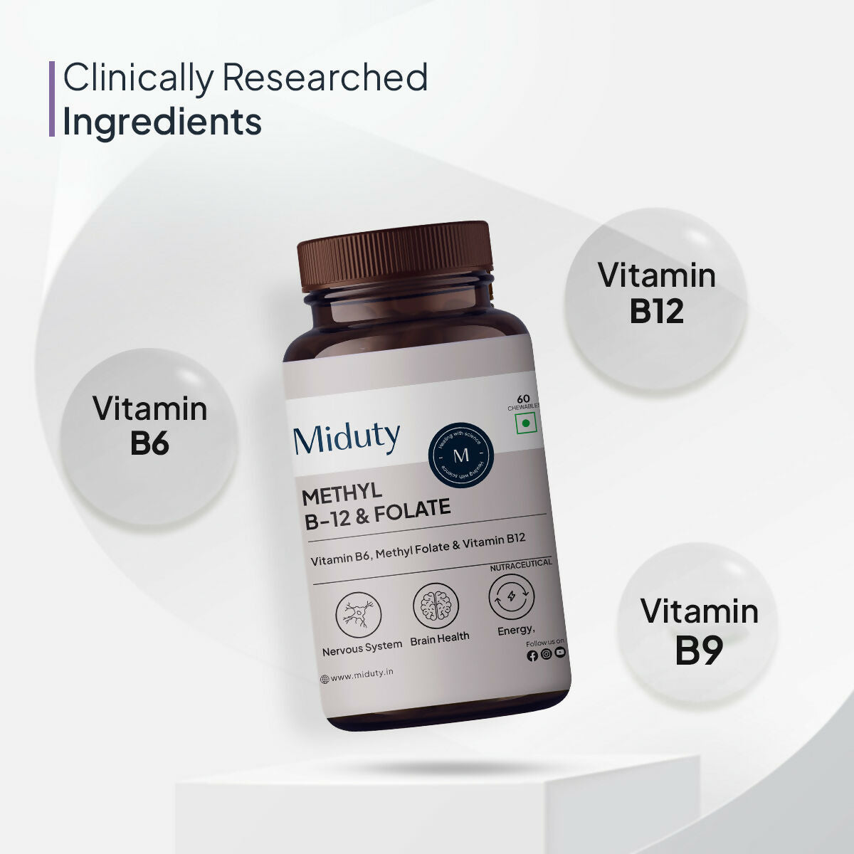 Miduty Vitamin B12 - Methyl Folate Chewables 
