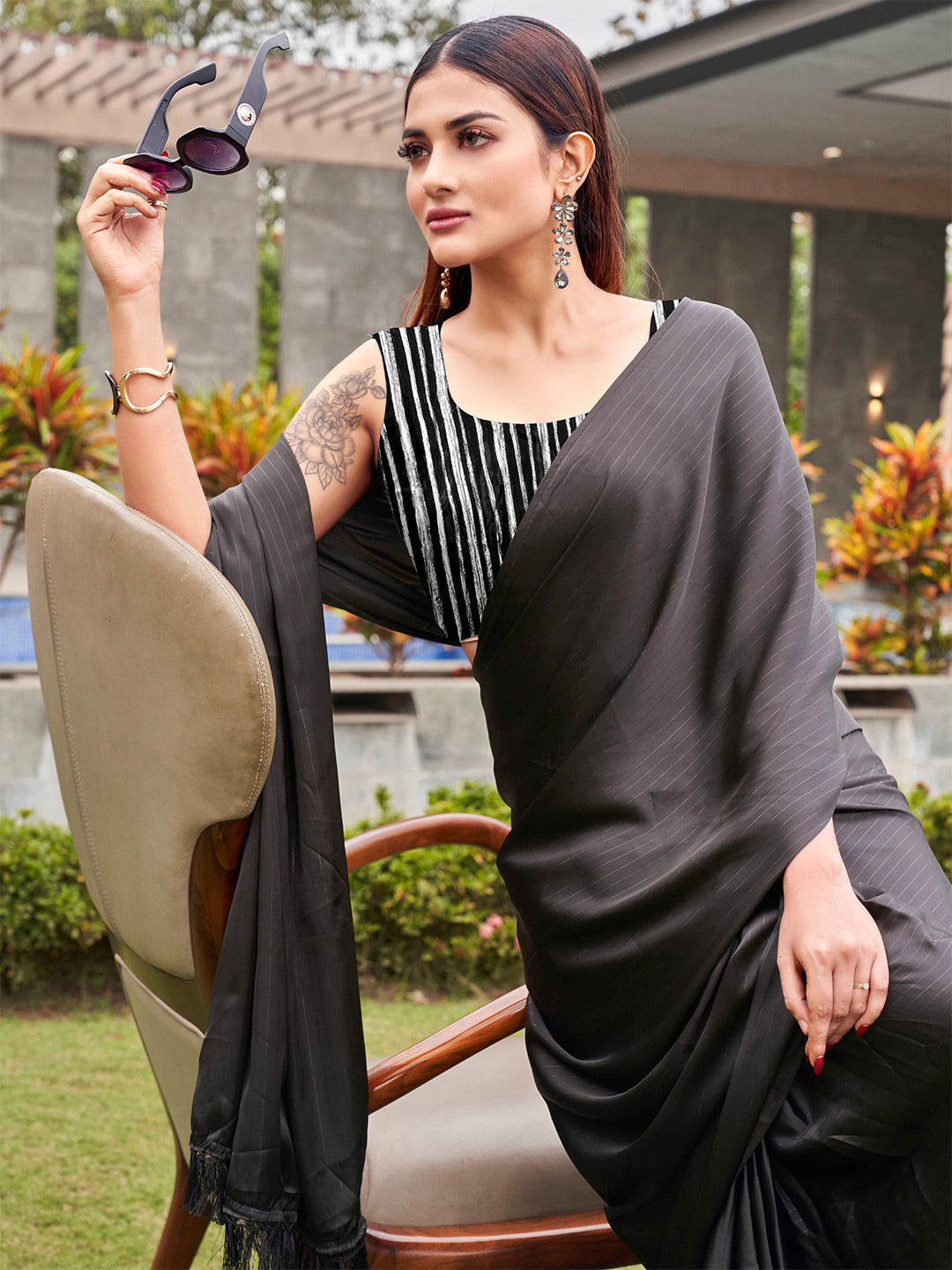 Tikhi Imli Striped Satin Ready to Wear Grab2Buy 