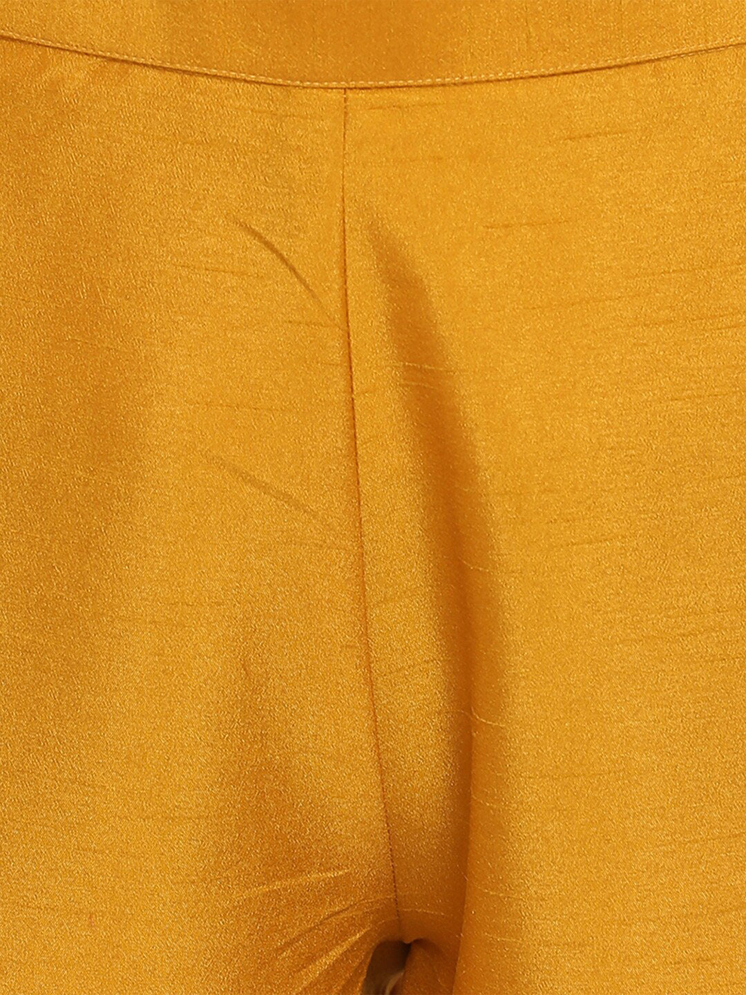 Janasya Women Mustard Yellow & Brown Solid Kurta with Trousers & Dupatta