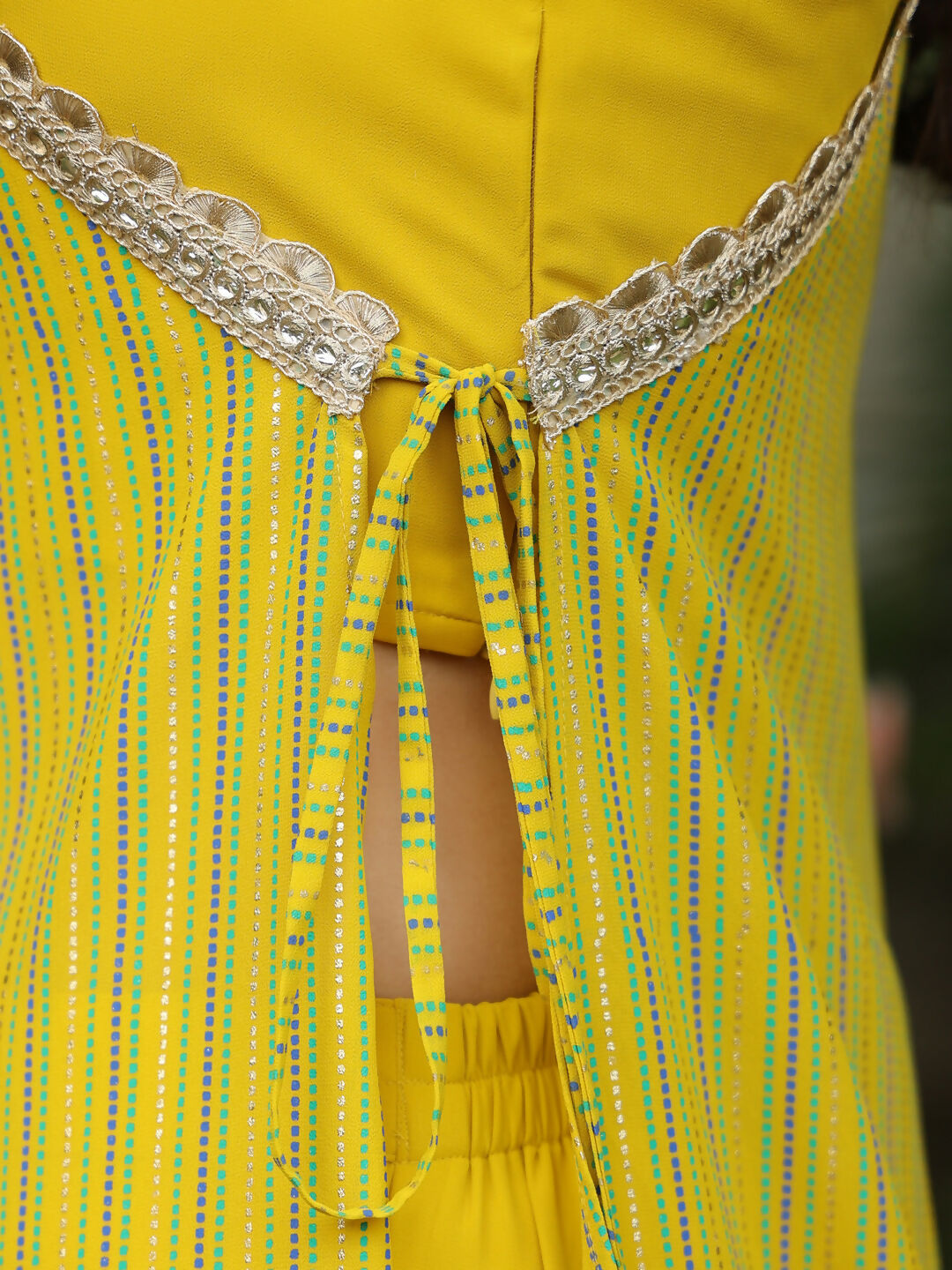 Janasya Yellow Georgette Solid Top Bottom Cape 