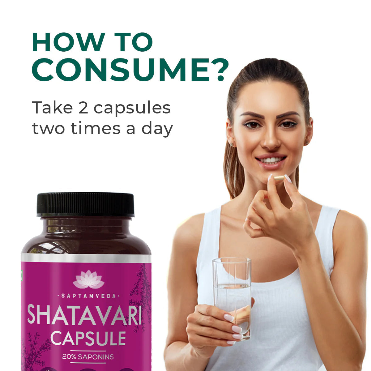 Saptamveda Organic Shatavari Capsules Genie India