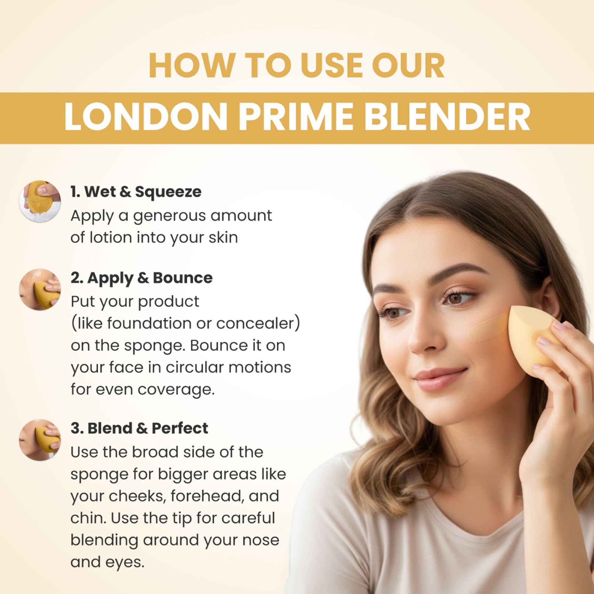 London Prime Precision Beauty Blender - Cream ( Formerly London Pride Cosmetics )