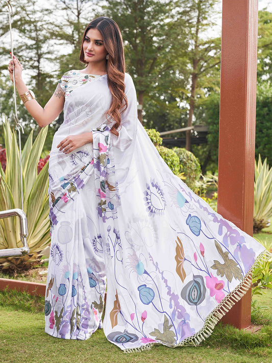 Tikhi Imli White Floral Printed Grab2Buy 