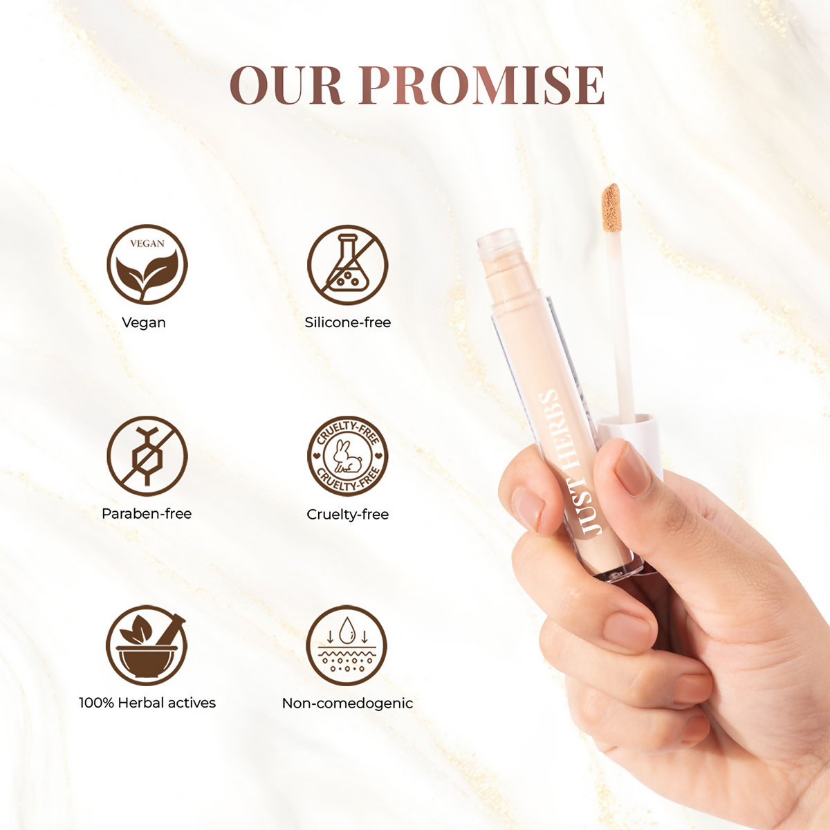 Just Herbs Full Cover Natural Filter Finish Concealer - Ivory