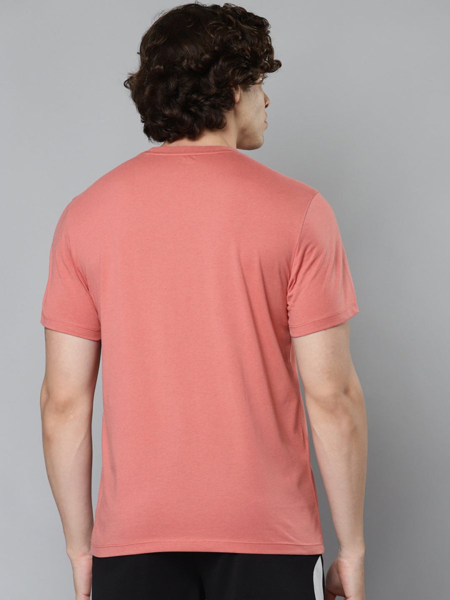 Alcis Men Pink Typography Printed Slim Fit Running T-shirt 