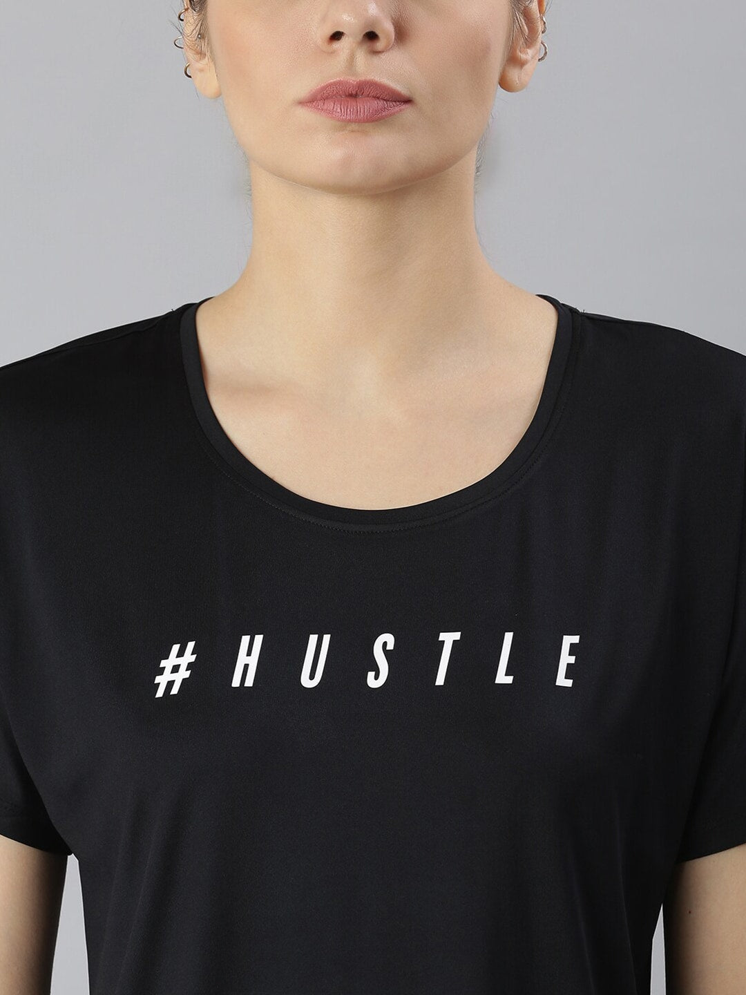 MKH Typography Printed Round Neck Crop Sports T-shirt 