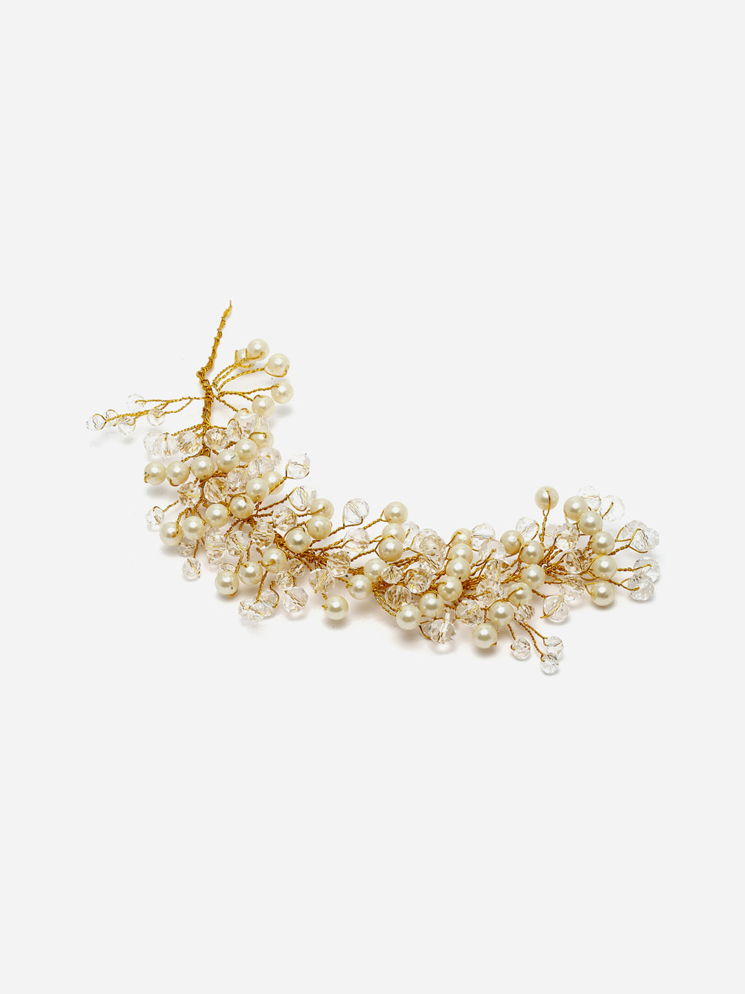 Panash Women Gold-Toned & off White Embellished Hair Accessory - Grab2buy
