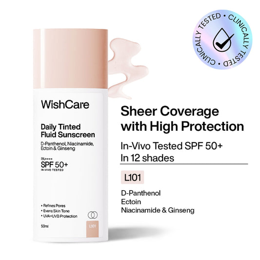 Wishcare Daily Fluid Tinted Sunscreen SPF50PA++++ - L101  Grab2Buy Wishcare Grab2Buy