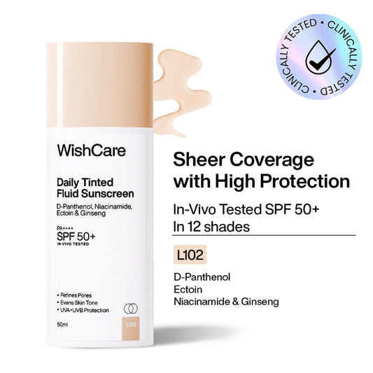Wishcare Daily Fluid Tinted Sunscreen SPF50PA++++ - L102  Grab2Buy Wishcare Grab2Buy