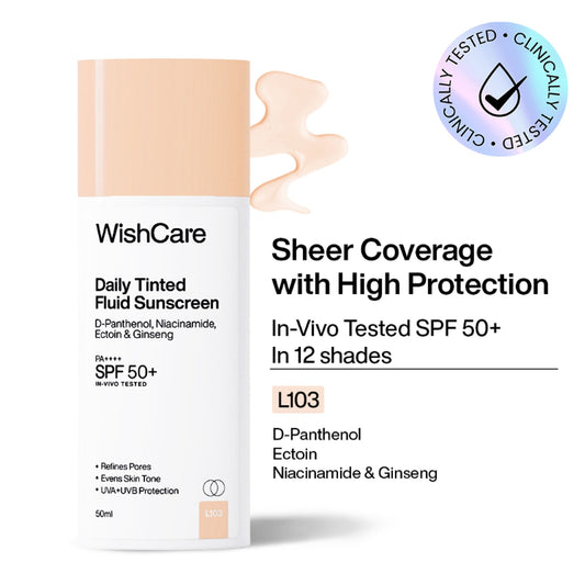 Wishcare Daily Fluid Tinted Sunscreen SPF50PA++++ - L103  Grab2Buy Wishcare Grab2Buy