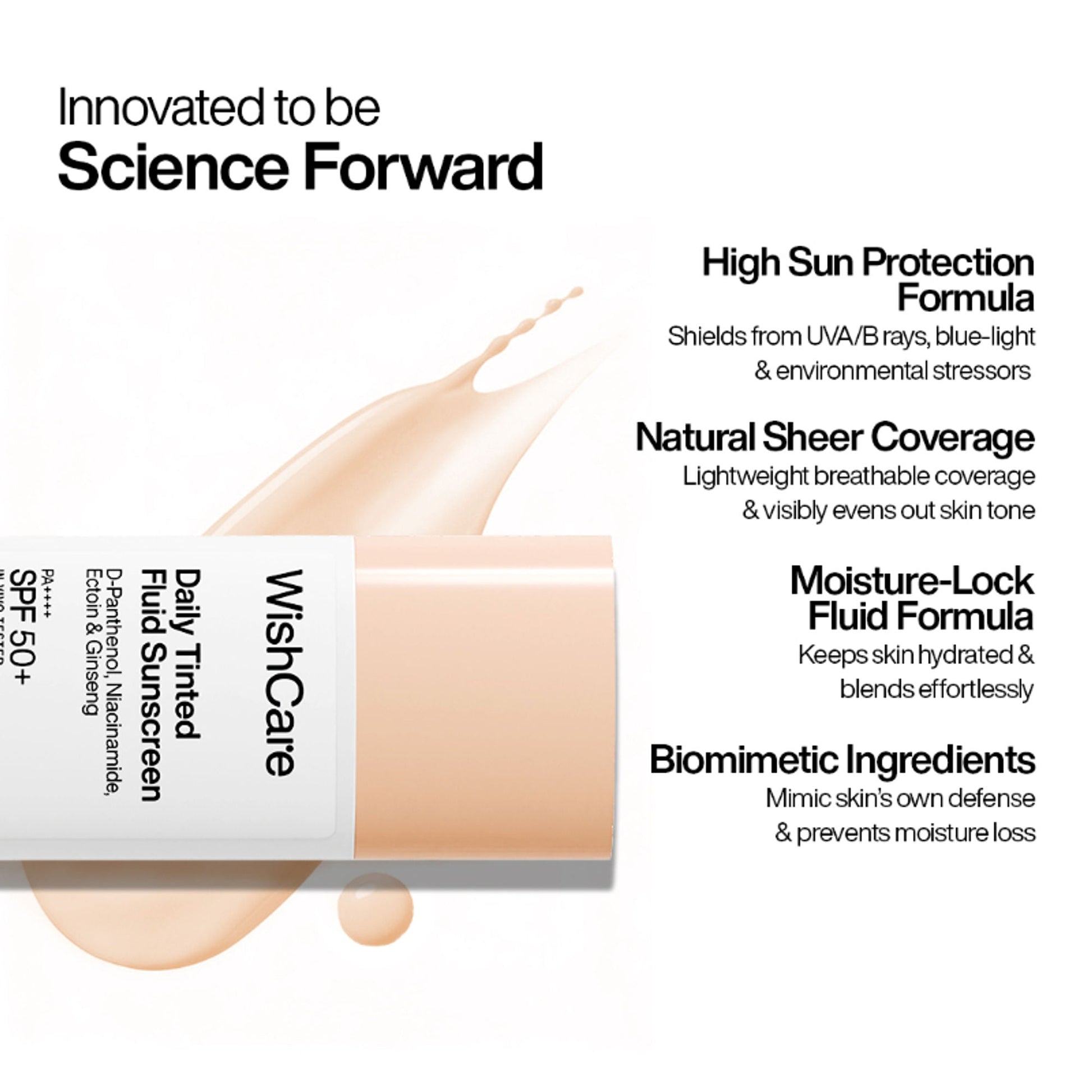 Wishcare Daily Fluid Tinted Sunscreen SPF50PA++++ - L104  Grab2Buy Wishcare Grab2Buy