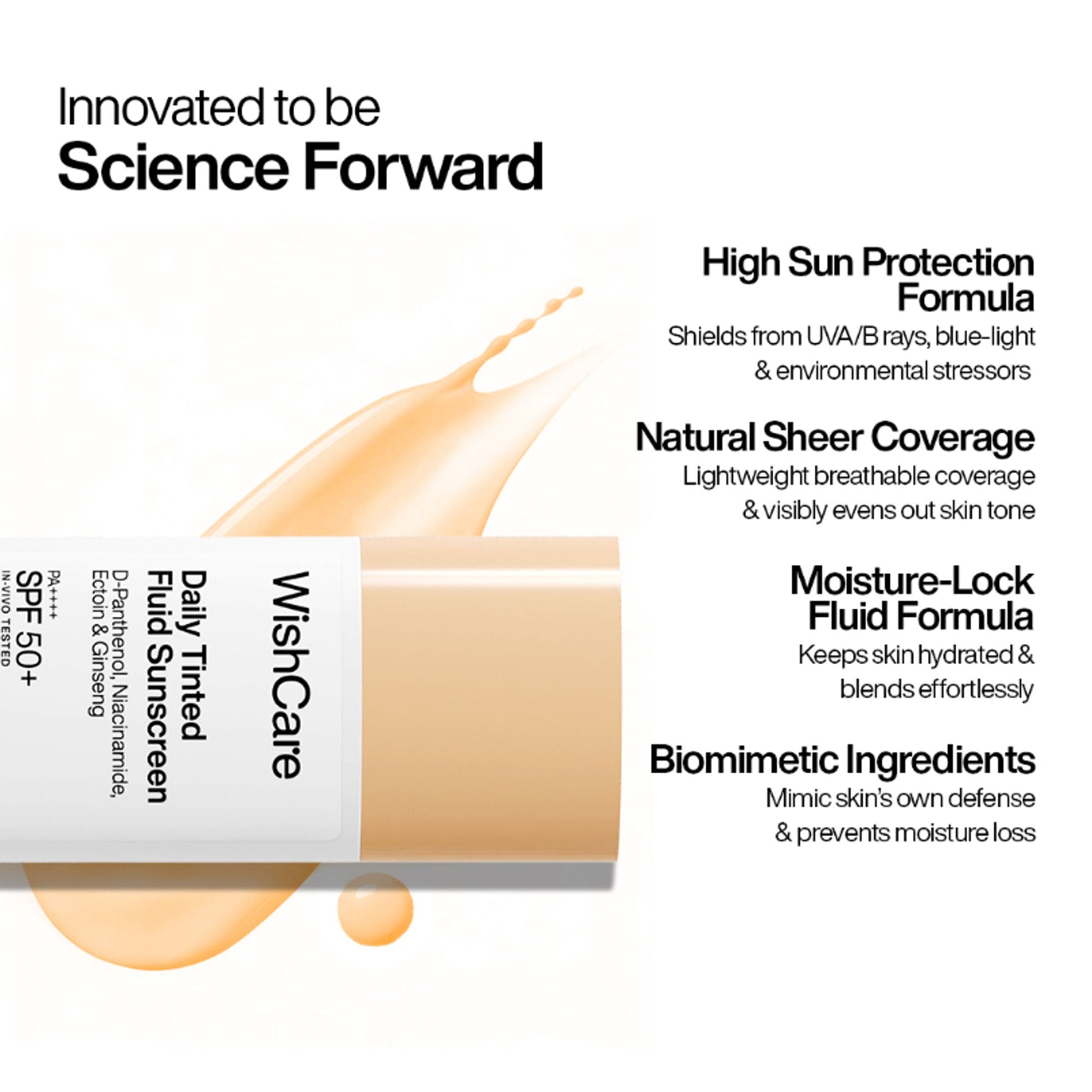 Wishcare Daily Fluid Tinted Sunscreen SPF50PA++++ - M201  Grab2Buy Wishcare Grab2Buy