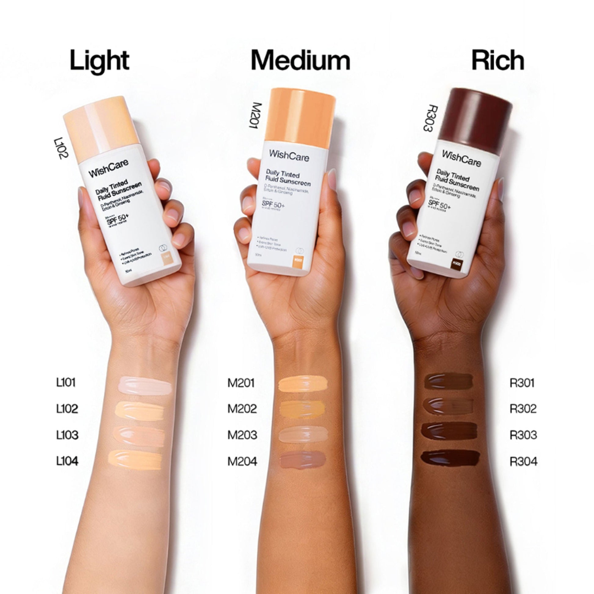 Wishcare Daily Fluid Tinted Sunscreen SPF50PA++++ - M201  Grab2Buy Wishcare Grab2Buy