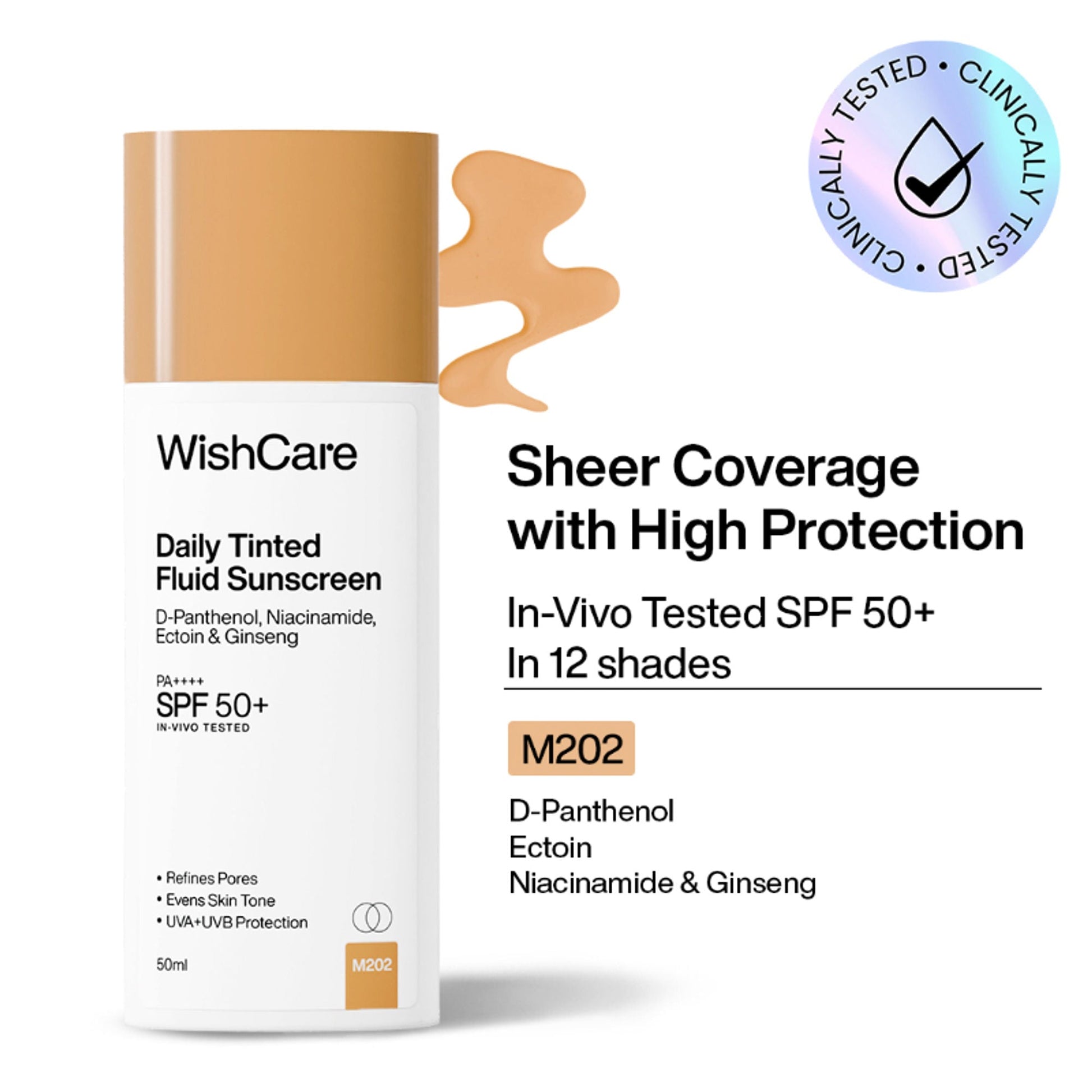 Wishcare Daily Fluid Tinted Sunscreen SPF50PA++++ - M202  Grab2Buy Wishcare Grab2Buy