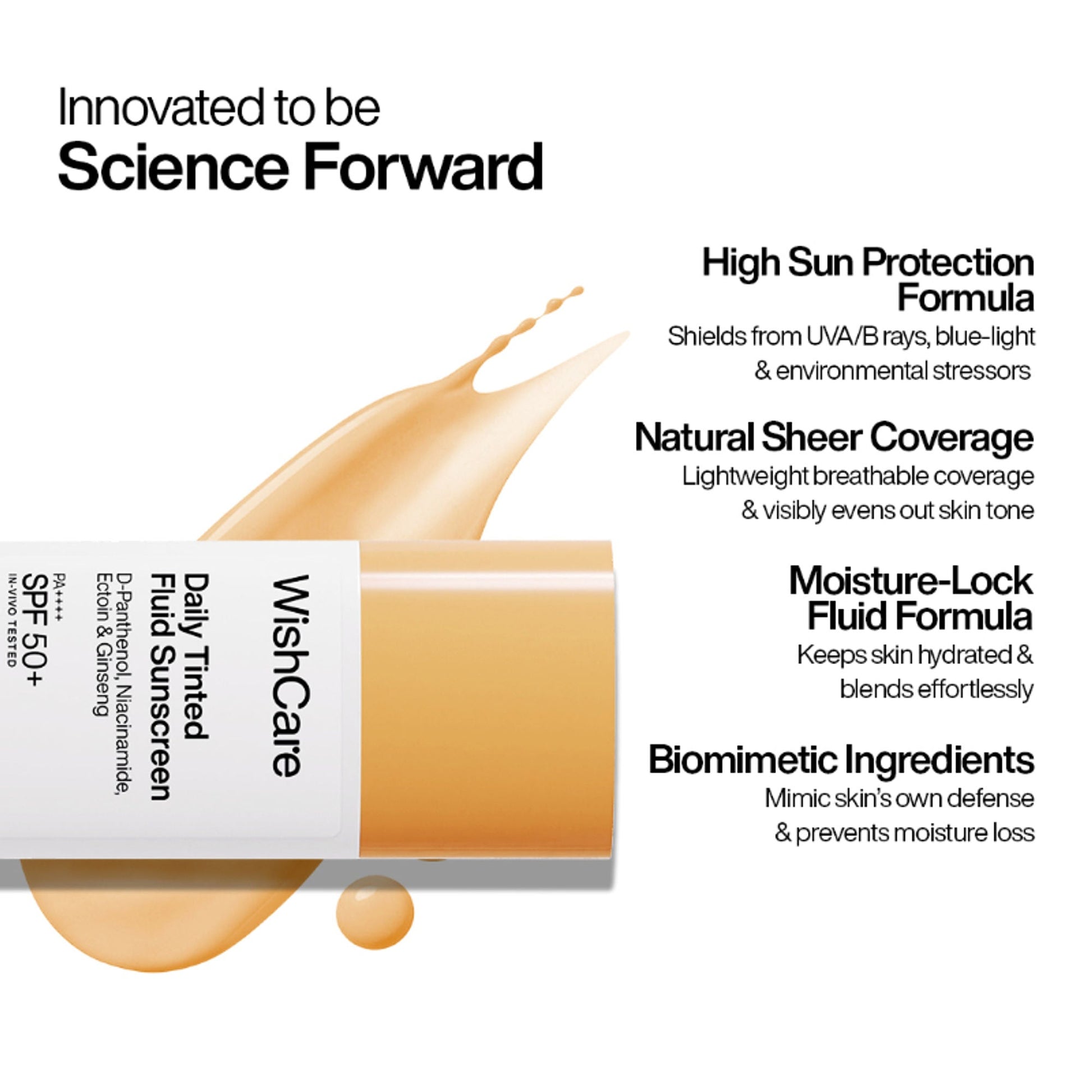Wishcare Daily Fluid Tinted Sunscreen SPF50PA++++ - M202  Grab2Buy Wishcare Grab2Buy