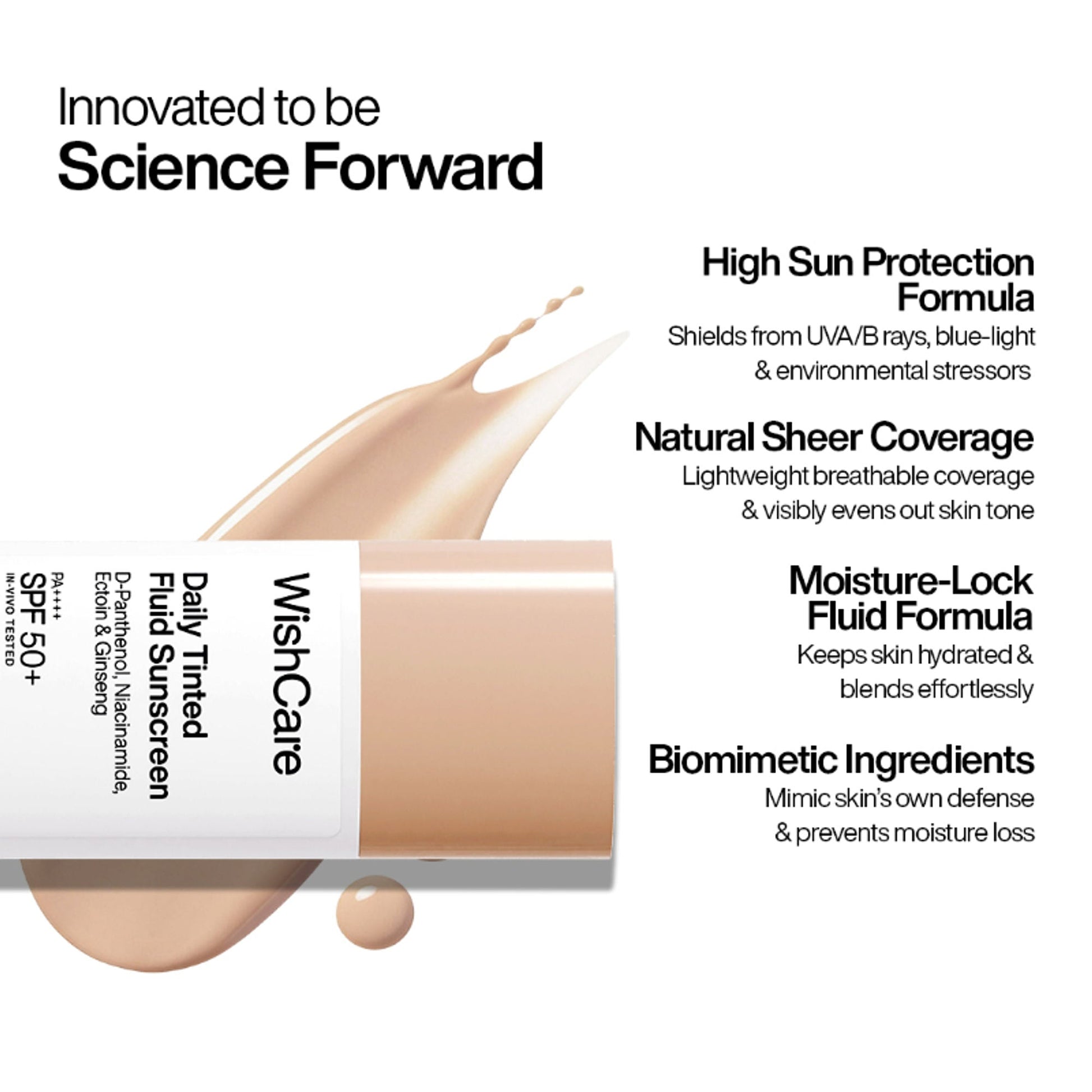 Wishcare Daily Fluid Tinted Sunscreen SPF50PA++++ - M203  Grab2Buy Wishcare Grab2Buy